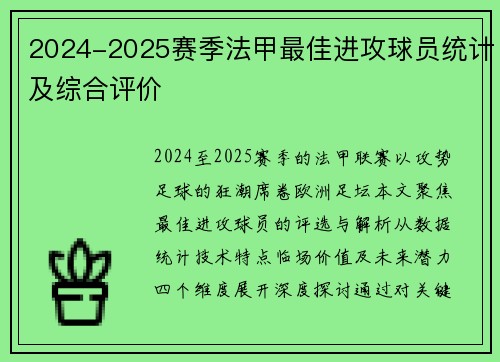 2024-2025赛季法甲最佳进攻球员统计及综合评价